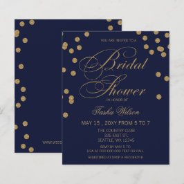 Budget Navy Gold Confetti Bridal Dusche Einladung