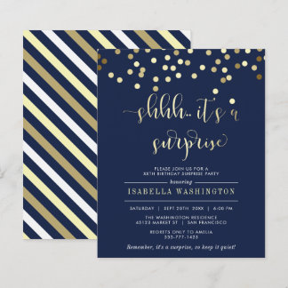 Budget Navy Gold Confetti Überraschung Geburtstags