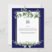 BUDGET NAVY GOLD Eucalyptus Wedding Einladung QR C (Rückseite)
