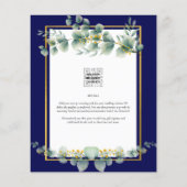 BUDGET NAVY GOLD Eucalyptus Wedding Einladung QR C Flyer (Hinten)