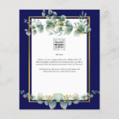 BUDGET NAVY GOLD Eucalyptus Wedding Einladung QR C Flyer (Hinten)