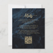 Budget Navy Gold Floral QR Code Hochzeit einladen (Rückseite)