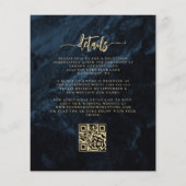 Budget Navy Gold Floral QR Code Hochzeit einladen (Rückseite)