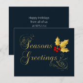 Budget Navy Gold Frohe Festtage Holiday Card (Vorne/Hinten)