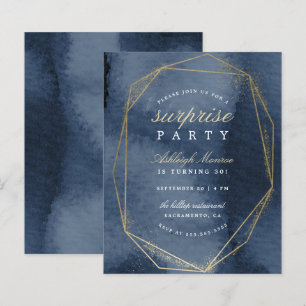 Budget Navy & Gold Geometric Frame Surprise Party