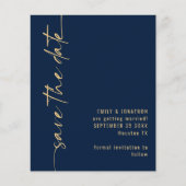 Budget Navy Gold Script QR Hochzeit speichern das  (Vorderseite)