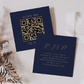 Budget Navy Gold Script Wedding QR Code UAWG Begleitkarte