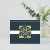Budget Navy Gold Snowflake Business-Urlaubskarte (Stehend Vorderseite)