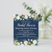 Budget Navy Grüne Rose Bridal Dusche Einladung (Stehend Vorderseite)