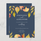 Budget Navy Herbstverlösche Hochzeitserklärung QR- (Vorne/Hinten)