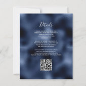 Budget Navy Lilac Silver Floral QR Code Hochzeit (Rückseite)