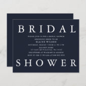 Budget Navy Moderne Brautdusche Einladung (Vorne/Hinten)