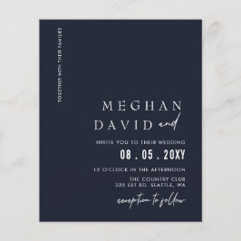 Budget Navy Moderne Hochzeitseinladung