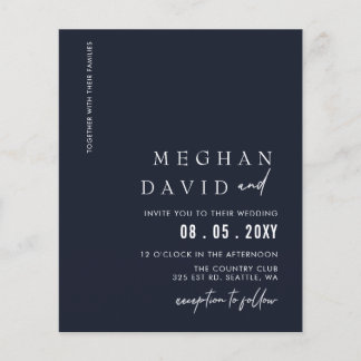 Budget Navy Moderne Hochzeitseinladung