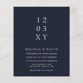 Budget Navy Moderne Hochzeitseinladung