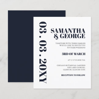 Budget Navy Moderne Hochzeitseinladung