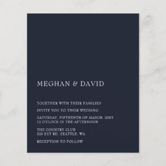 Budget Navy Moderne Hochzeitseinladung