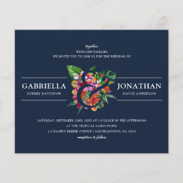 Budget Navy Moderne tropische Bouquet Hochzeit