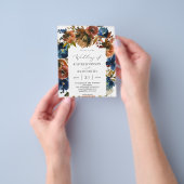 Budget Navy, Orange & Brown Floral 2 Hochzeit Flyer (Gruppe)