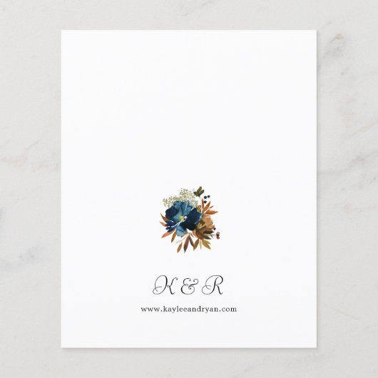 Budget Navy, Orange & Brown Floral 2 Hochzeitspapi (Rückseite)