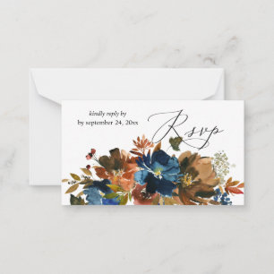 Budget Navy, Orange Floral 2SM UAWG Note Card Mitteilungskarte