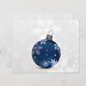 Budget Navy Ornament Snow Scene Holiday Card (Vorne/Hinten)
