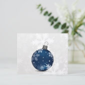 Budget Navy Ornament Snow Scene Holiday Card (Stehend Vorderseite)