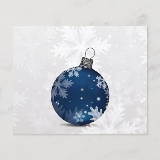 Budget Navy Ornament Snow Scene Holiday Card (Vorderseite)