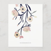 Budget Navy Pink Blumendusche Einladung (Rückseite)