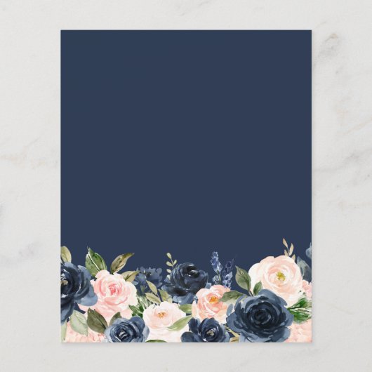 Budget Navy & Pink Roses Kinderdusche Einladung (Rückseite)