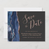 Budget Navy Rose Agate Dark Save the Date (Vorderseite)
