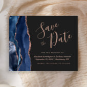 Budget Navy Rose Agate Dark Save the Date