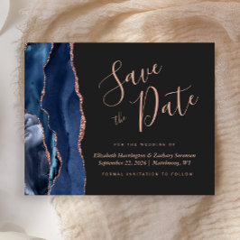 Budget Navy Rose Agate Dark Save the Date
