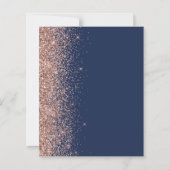 Budget Navy Rose Gold Glitzer Hochzeit Einladung (Rückseite)