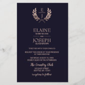 Budget Navy Rose Gold Monogram Wedding Einladungen (Vorderseite)