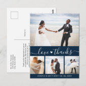 Budget Navy Script Pic Hochzeit Danke Postkarte (Vorne/Hinten)