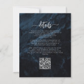 Budget Navy Silber Blumen QR Code Hochzeits-Einlad (Rückseite)