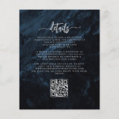 Budget Navy Silber Blumen QR Code Hochzeits-Einlad (Rückseite)