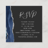 Budget Navy Silver Agate Dark Wedding QR Code UAWG Begleitkarte (Vorderseite)