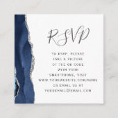 Budget Navy Silver Agate Wedding QR Code UAWG Begleitkarte (Vorderseite)