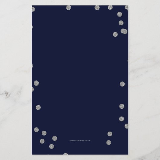 Budget Navy Silver Glitzer Probe Dinner einladen (Rückseite)