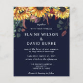 Budget Navy Sonnenblumen Einladung Hochzeit (Vorderseite)