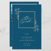 Budget Navy Trendy Modern Branches Gold Photo (Vorne/Hinten)