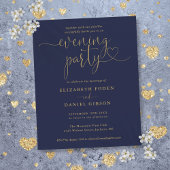 Budget Navy und Gold Abend Party Hochzeit Einladun