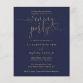 Budget Navy und Gold Abend Party Hochzeit Einladun (Vorderseite)