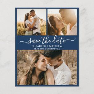 Budget Navy und White Script Foto Save the Date