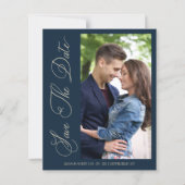 Budget Navy Wedding Photo Wimshical Script  (Vorderseite)