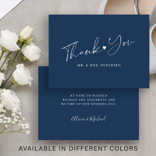 Budget navyblaue Hochzeit Danke-Skript Mitteilungskarte