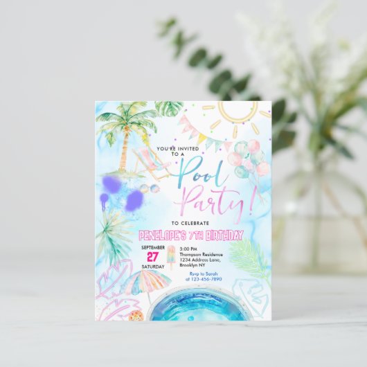 BUDGET Nebel Glow Wasserfarbe Pool Party Geburtsta (Stehend Vorderseite)