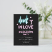 Budget Neon Bachelorette Wochenende Einladung (Stehend Vorderseite)